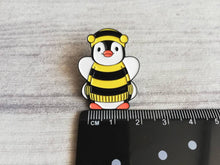 Load image into Gallery viewer, Penguin bee soft enamel pin, bumble bee penguin brooch, boo the penguin