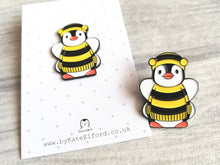 Load image into Gallery viewer, Penguin bee soft enamel pin, bumble bee penguin brooch, boo the penguin