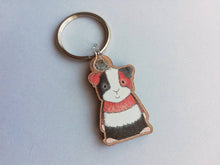 Load image into Gallery viewer, Seconds - Guinea pig keyring, wooden cavy key fob
