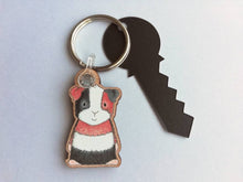 Load image into Gallery viewer, Seconds - Guinea pig keyring, wooden cavy key fob
