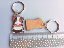 Load image into Gallery viewer, Seconds - Guinea pig keyring, wooden cavy key fob