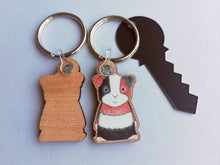 Load image into Gallery viewer, Seconds - Guinea pig keyring, wooden cavy key fob