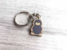 Load image into Gallery viewer, Tiny mole keyring, mini mole wooden key fob, eco friendly wood, mole key chain, bag charm