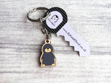 Load image into Gallery viewer, Tiny motivational mole keyring, mini wooden mole key fob, eco friendly wood, mole key chain, bag charm