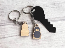 Load image into Gallery viewer, Tiny mole keyring, mini mole wooden key fob, eco friendly wood, mole key chain, bag charm