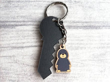 Load image into Gallery viewer, Tiny mole keyring, mini mole wooden key fob, eco friendly wood, mole key chain, bag charm