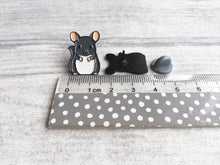 Load image into Gallery viewer, Seconds - Mini chinchilla enamel pins, light grey and dark grey