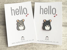 Load image into Gallery viewer, Seconds - Mini chinchilla enamel pins, light grey and dark grey