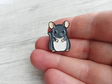 Load image into Gallery viewer, Seconds - Mini chinchilla enamel pins, light grey and dark grey