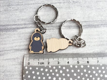 Load image into Gallery viewer, Tiny mole keyring, mini mole wooden key fob, eco friendly wood, mole key chain, bag charm