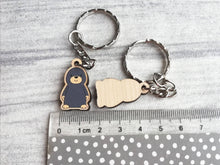 Load image into Gallery viewer, Tiny motivational mole keyring, mini wooden mole key fob, eco friendly wood, mole key chain, bag charm