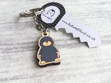 Load image into Gallery viewer, Tiny mole keyring, mini mole wooden key fob, eco friendly wood, mole key chain, bag charm