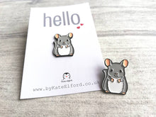 Load image into Gallery viewer, Seconds - Mini chinchilla enamel pins, light grey and dark grey