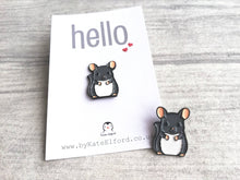 Load image into Gallery viewer, Seconds - Mini chinchilla enamel pins, light grey and dark grey
