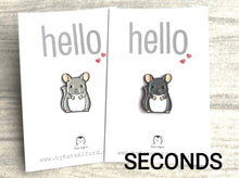 Load image into Gallery viewer, Seconds - Mini chinchilla enamel pins, light grey and dark grey