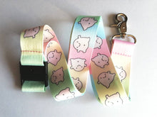 Load image into Gallery viewer, Cute rainbow lanyard, a little blob of happiness, quick release, ID holder, positive, supportive gift