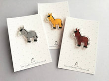 Load image into Gallery viewer, Little donkey recycled acrylic pin