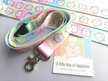 Load image into Gallery viewer, Cute rainbow lanyard, a little blob of happiness, quick release, ID holder, positive, supportive gift