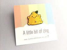 Load image into Gallery viewer, A little bit of zing enamel pin, cute glitter lemon enamel brooch, supportive, positive enamel badge