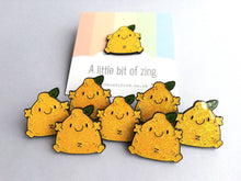 Load image into Gallery viewer, A little bit of zing enamel pin, cute glitter lemon enamel brooch, supportive, positive enamel badge