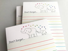 Load image into Gallery viewer, Elephant notepad, A6 small rainbow note pad, don't forget jotter pad