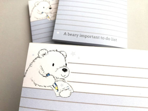 Polar bear notepad, A6 note pad, small lined planner, a beary important to do list, jotter pad