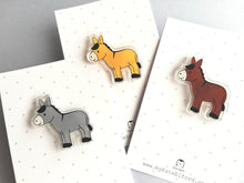 Load image into Gallery viewer, Little donkey recycled acrylic pin