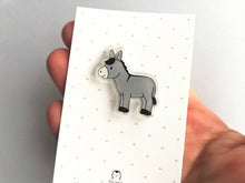 Load image into Gallery viewer, Little donkey recycled acrylic pin