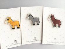 Load image into Gallery viewer, Little donkey recycled acrylic pin