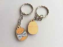 Load image into Gallery viewer, Dug the jacket potato keyring, cute positive mini key fob, self care, wooden potato charm