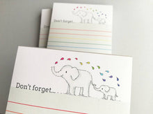 Load image into Gallery viewer, Elephant notepad, A6 small rainbow note pad, don't forget jotter pad