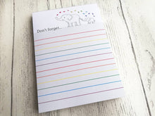Load image into Gallery viewer, Elephant notepad, A6 small rainbow note pad, don't forget jotter pad
