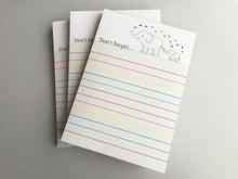 Load image into Gallery viewer, Elephant notepad, A6 small rainbow note pad, don't forget jotter pad