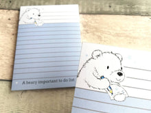 Load image into Gallery viewer, Polar bear notepad, A6 note pad, small lined planner, a beary important to do list, jotter pad