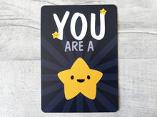 Load image into Gallery viewer, You are a star postcard. A happy, positive message for posting or framing. Thank you post card, well done, you got this, teacher gift