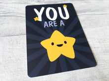 Load image into Gallery viewer, You are a star postcard. A happy, positive message for posting or framing. Thank you post card, well done, you got this, teacher gift