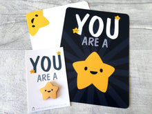 Load image into Gallery viewer, You are a star postcard. A happy, positive message for posting or framing. Thank you post card, well done, you got this, teacher gift