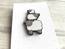 Load image into Gallery viewer, Sheep pin, cute wooden sheep brooch, eco friendly