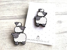 Load image into Gallery viewer, Sheep pin, cute wooden sheep brooch, eco friendly