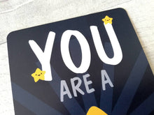 Load image into Gallery viewer, You are a star postcard. A happy, positive message for posting or framing. Thank you post card, well done, you got this, teacher gift