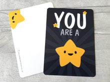 Load image into Gallery viewer, You are a star postcard. A happy, positive message for posting or framing. Thank you post card, well done, you got this, teacher gift