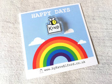 Load image into Gallery viewer, Very tiny bee magnet, very small recycled acrylic be kind, mini cute happy bee, positive, friendship gift, care, magnet