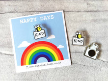 Load image into Gallery viewer, Very tiny bee magnet, very small recycled acrylic be kind, mini cute happy bee, positive, friendship gift, care, magnet