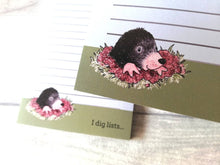 Load image into Gallery viewer, Mole notepad, A6 note pad, small lined planner, I dig lists, mole jotter pad