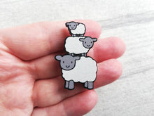 Load image into Gallery viewer, Sheep pin, cute wooden sheep brooch, eco friendly