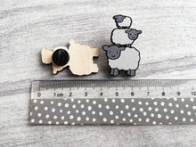 Load image into Gallery viewer, Sheep pin, cute wooden sheep brooch, eco friendly
