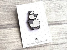 Load image into Gallery viewer, Sheep pin, cute wooden sheep brooch, eco friendly