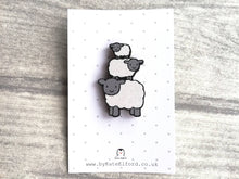 Load image into Gallery viewer, Sheep pin, cute wooden sheep brooch, eco friendly