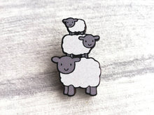 Load image into Gallery viewer, Sheep pin, cute wooden sheep brooch, eco friendly