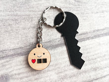 Load image into Gallery viewer, Little love and hugs keyring, cute mini tag, wooden care key chain, eco friendly charm